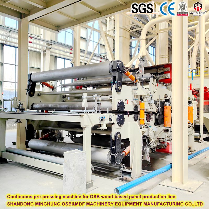 Continuous pre-pressing machine for osb wood based panel production line