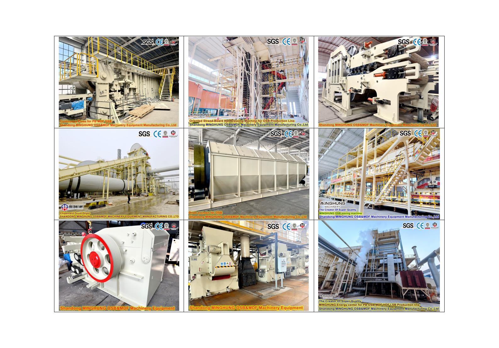 China MINGHUNG PB MDF OSB production line