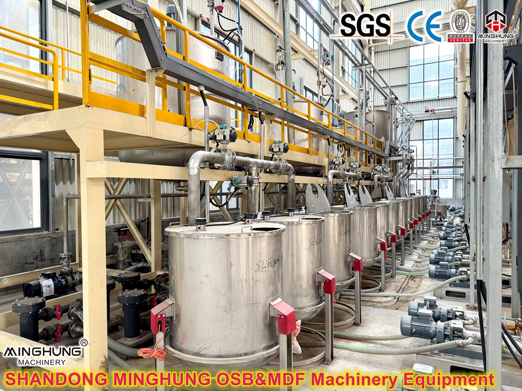 glue dosing and applying system for making OSB