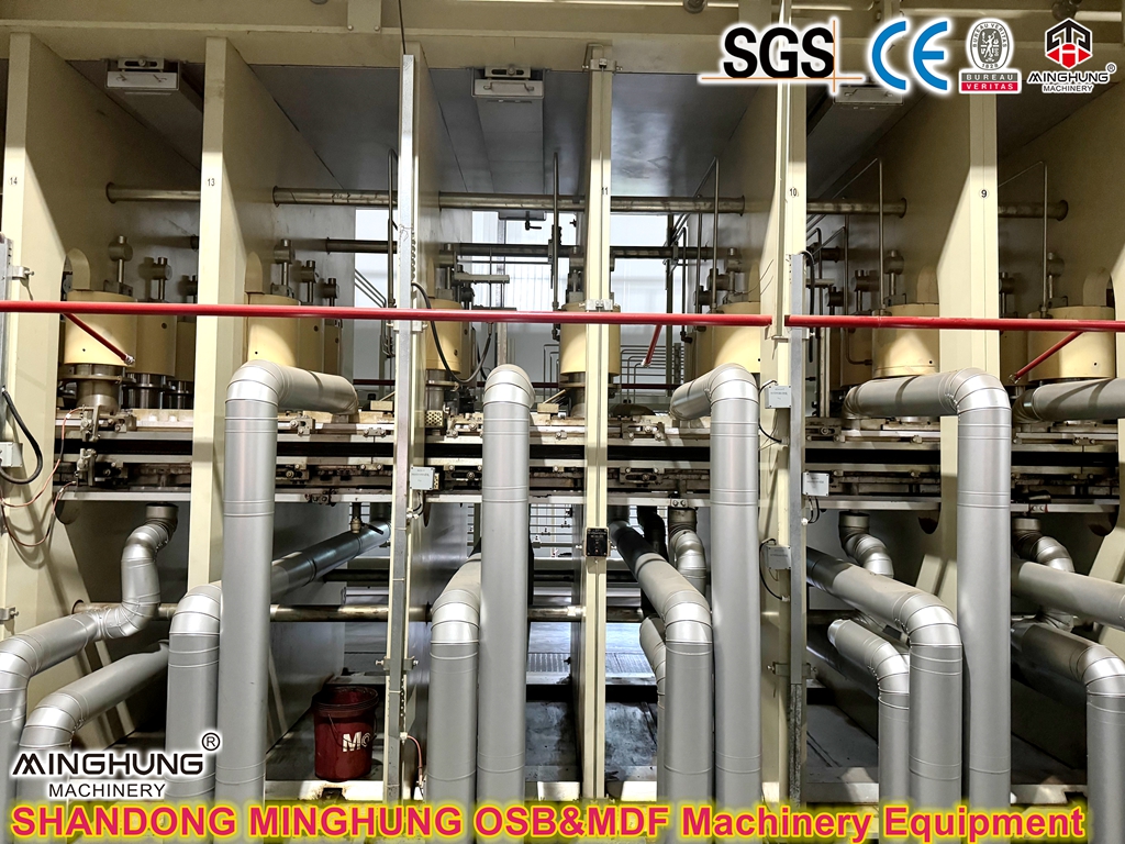 Hydraulic flat continuous press for osb mdf particle board