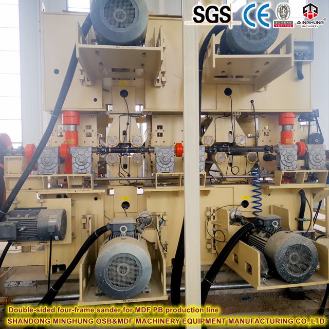 Double-sided four-frame sander for MDF PB product