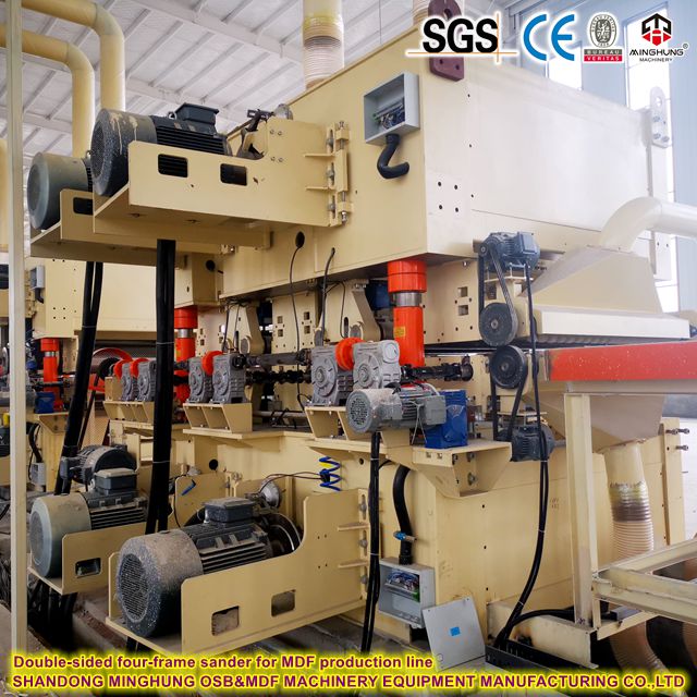 Double-sided four-frame sander for MDF product
