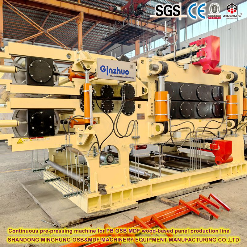 Continuous pre pressing machine for PB OSB MDF wood based panel production line