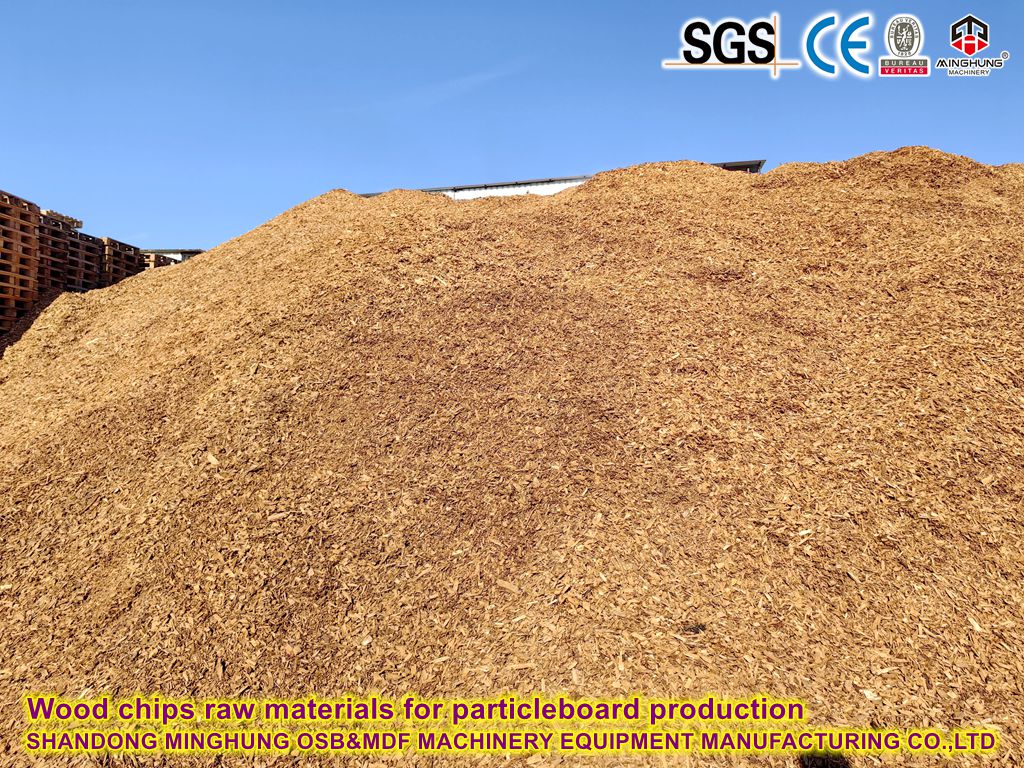 Wood chips raw materials for particleboard production